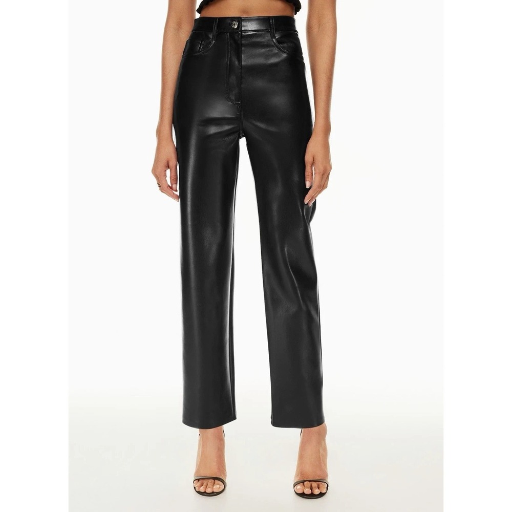 Wilfred Aritzia The Melina SHORT Pant High Rise Straight Black Faux Leather‎ 16